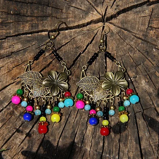 Бесплатная доставка элегантные серьги богатых в национальном стиле конфетных