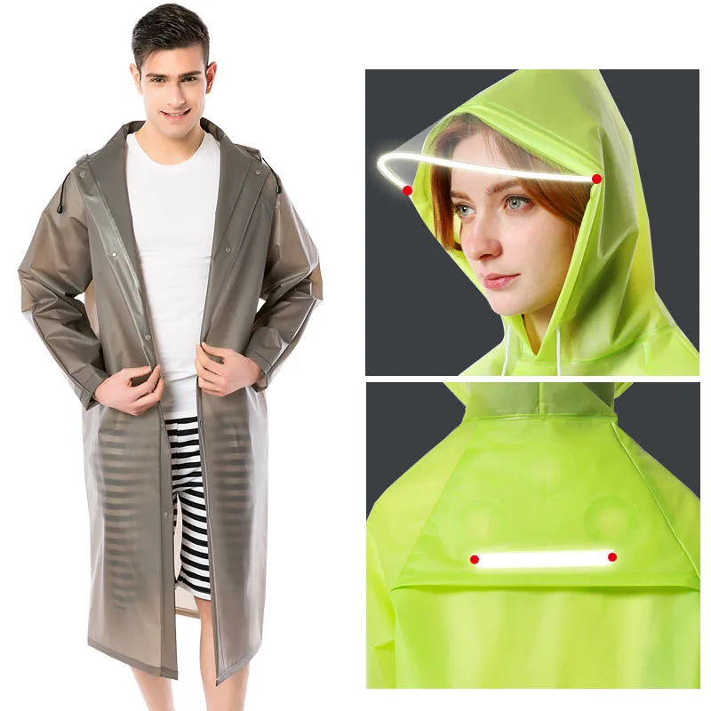 High quality Fashion soft Raincoats Reflective Strip Rain Coat With Breathable Mesh Outdoors Rainwear Hooded Woman And Man Unive | Дом и сад
