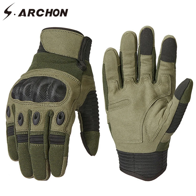 

S.ARCHON Military Style Full Finger Tactical Gloves Men Anti-Skid Carbon Bicycle Motorcycles Gloves Paintball Combat Army Mitten