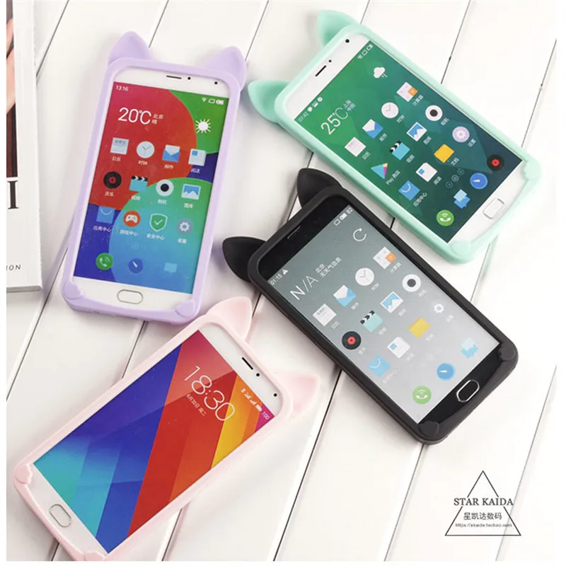 Модный чехол Meizu с мультяшным котом для M2 M3 Note Mini MX4 Pro MX5 Shell 5 6 кошачьи уши