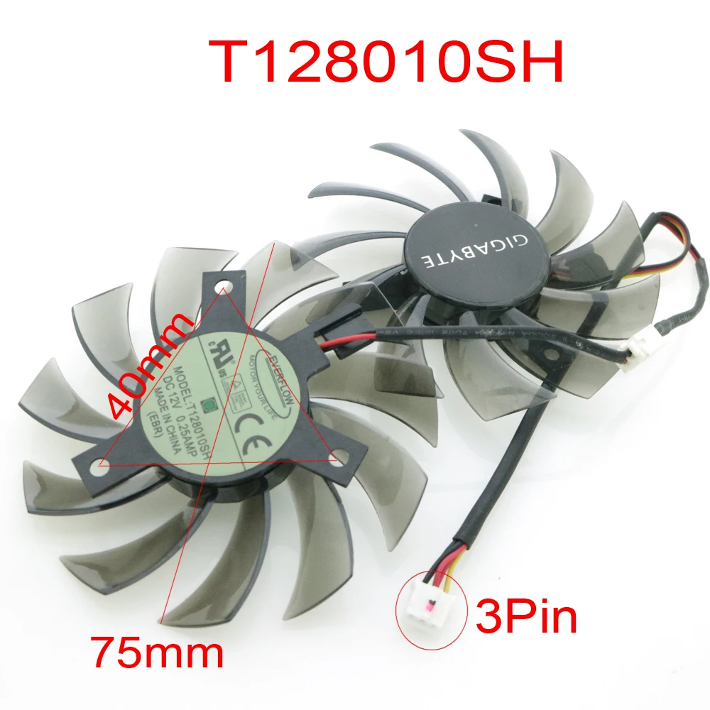 T128010SH DC12V 0.25A VGA вентилятор для Gigabyte GV-R585OC-1GD графическая карта охлаждающий |