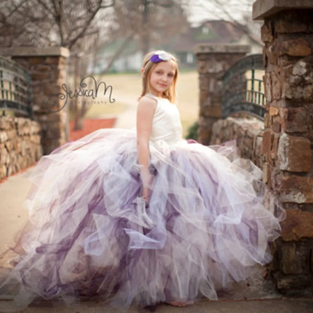 Gorgeous Tulle Girls Party Tutu Dress For With Train Long Casual Summer Princess Flower Girl Dresses Weddings | Детская одежда и