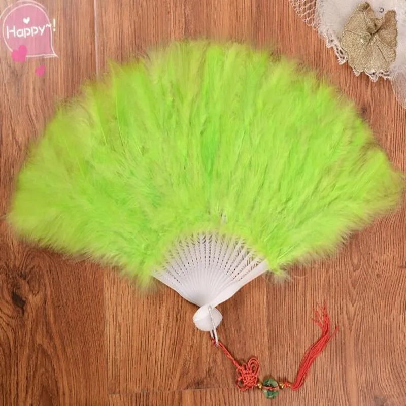 Apple green Красивый высококачественный пушистый веер с перьями танцевальная сцена шоу реквизит Свадебная вечеринка 1 шт. гусиное перо украшение в форме веера - Цвет: Apple green