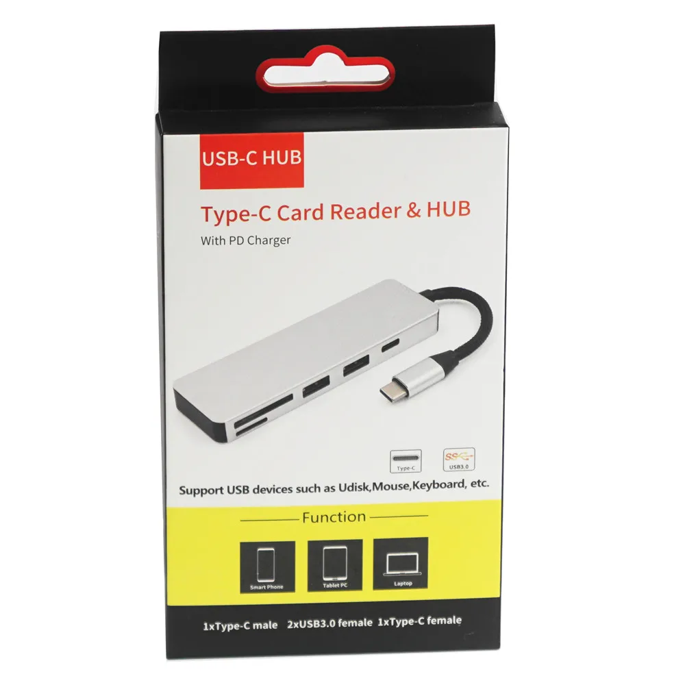 5 в 1 USB C Hub 3 0 Type адаптер для зарядки и считывания карт|Кабели передачи данных| |