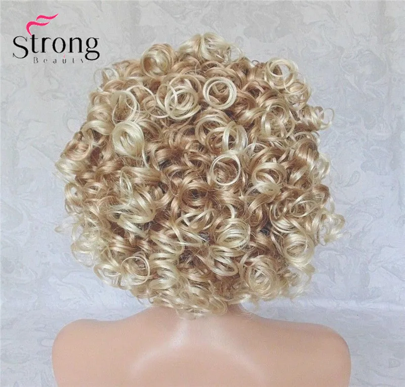 StrongBeauty короткий супер кудрявый темно-коричневый шелковистый мягкий парик с головной повязкой синтетические волосы парики