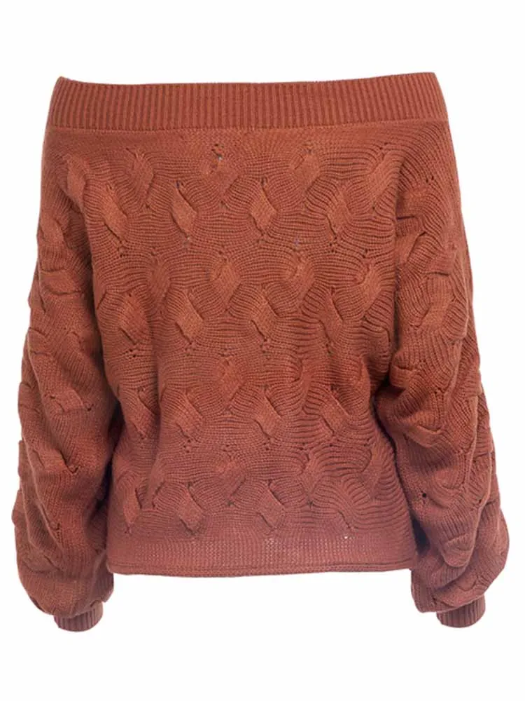 yinlinhe brown Autumn Winter loose Sweater Women Long Sleeve Twist knot Jumpers Knitted Pullovers Casual 1203 | Женская одежда