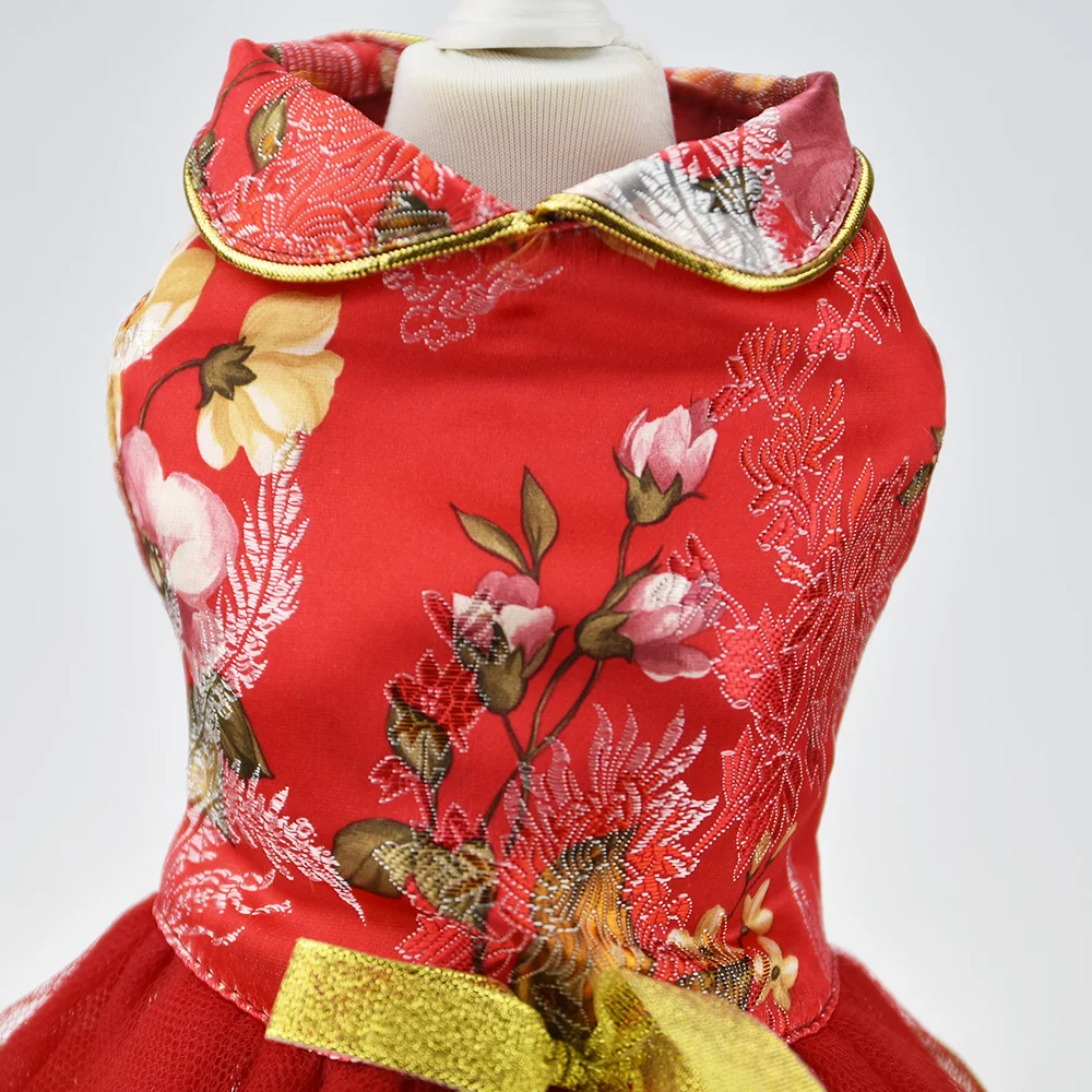 Роскошное платье с цветочным принтом для собаки и щенка винтажная пачка домашних