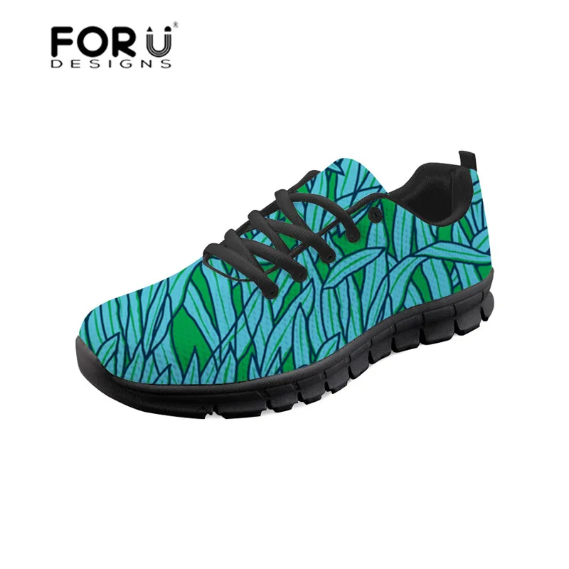 FORUDESIGNS/Женская обувь на плоской подошве Легкая женская с принтом зеленые листья
