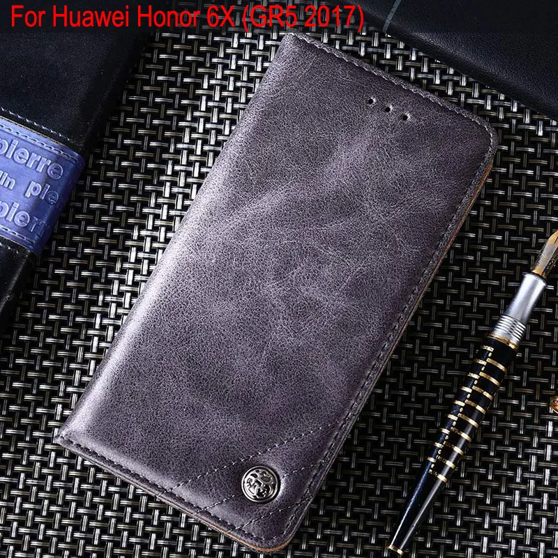 Чехол для Huawei Honor 6X Роскошный кожаный флип чехол с подставкой Чехлы отделениями