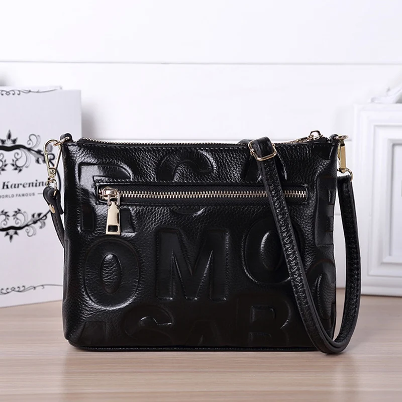 Женская сумка-мессенджер из натуральной кожи с надписью 100% Натуральная воловья