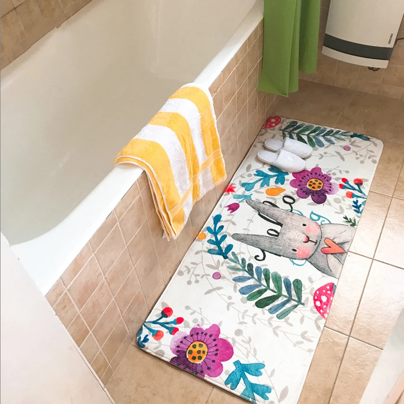 Мультяшный кролик дизайнерские коврики для ванной Нескользящие Коврики дверей