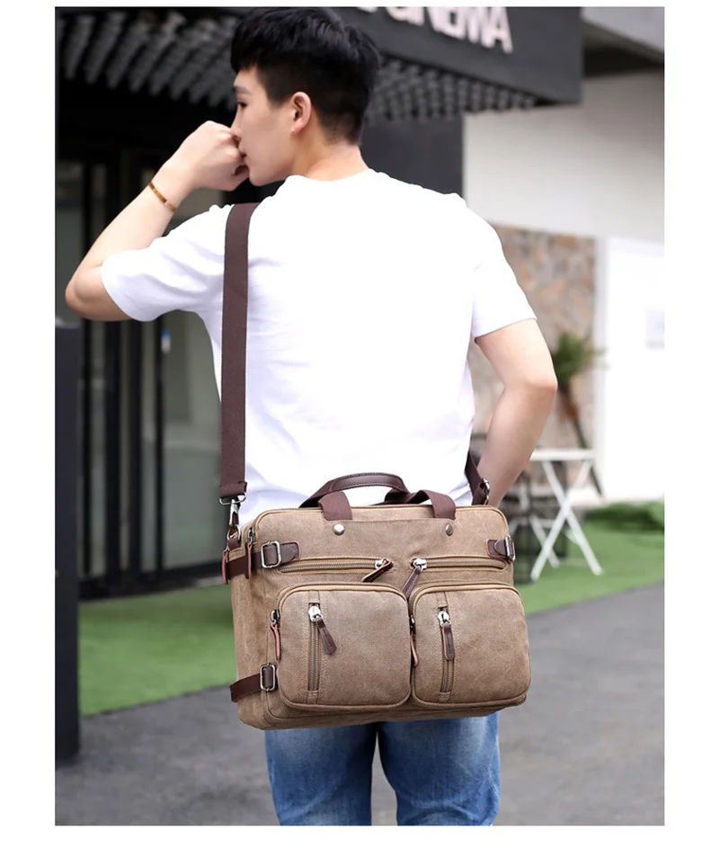 Men Canvas Briefcase Business Laptop Handbag Large Messenger Shoulder Bag Big Casual Male Tote Back Bags Travel Suitcase XA162ZC