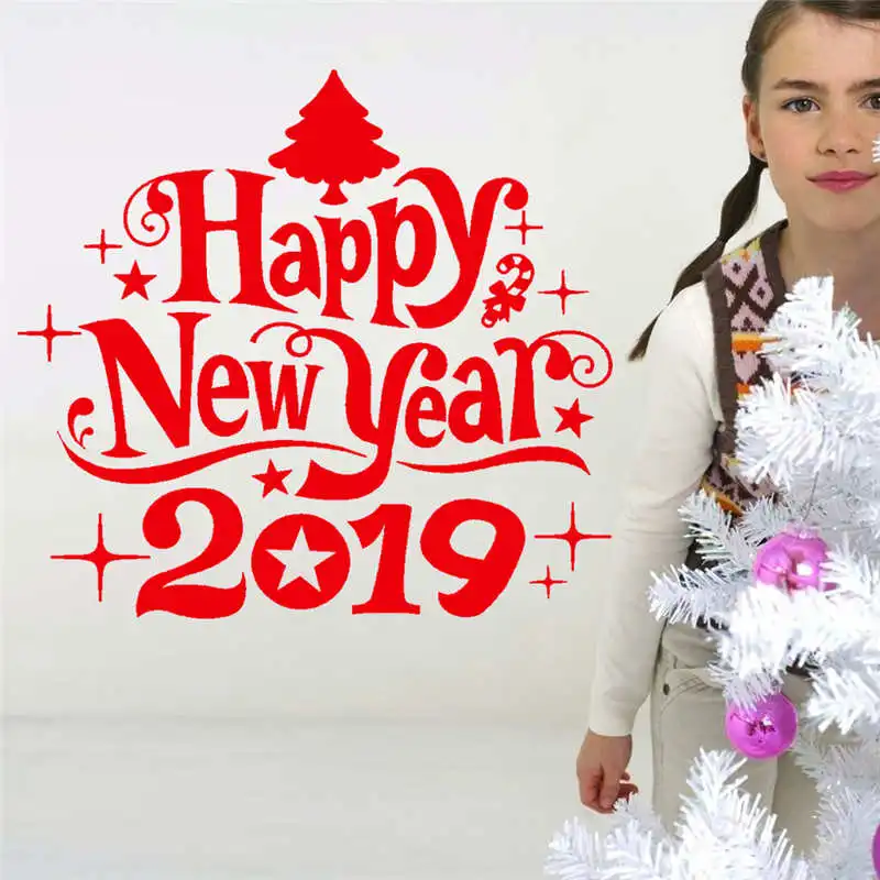 2019 Новый год Рождеством стены Стикеры дома магазин Windows наклейки декор стен s для