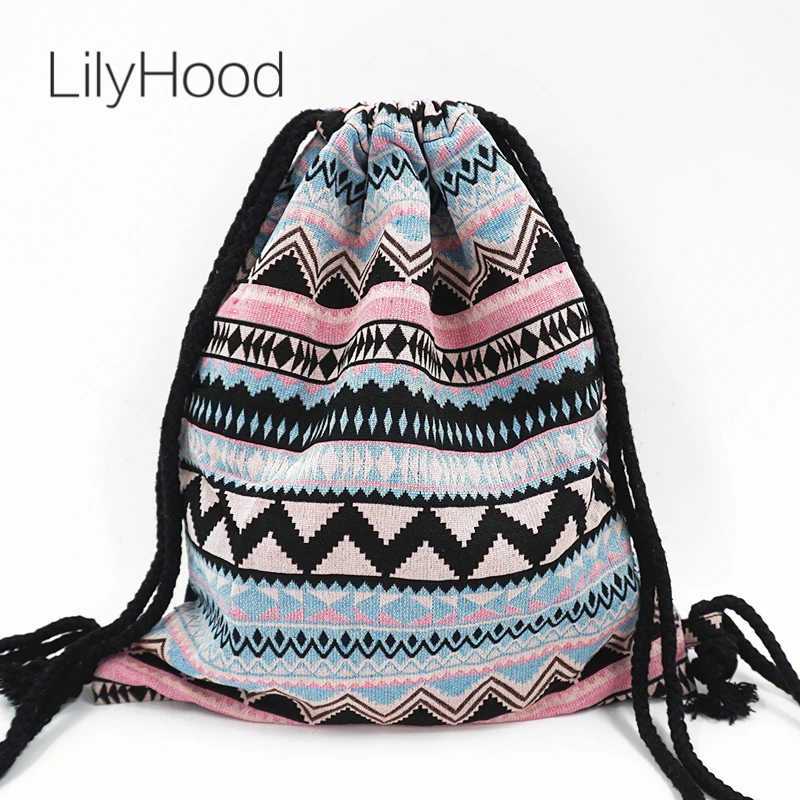 LilyHood летний подростковый милый рюкзак пастельный детский розовый синий бохо цыганский богемный шик хиппи племенной шнурок рюкзак сумки