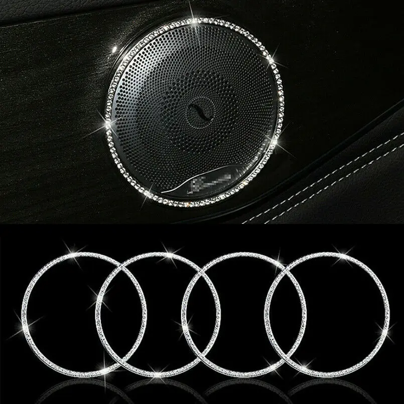 

For Mercedes Benz New C-Class GLC260 C200 Silver Audio Speaker Decor Diamond Ring Decal