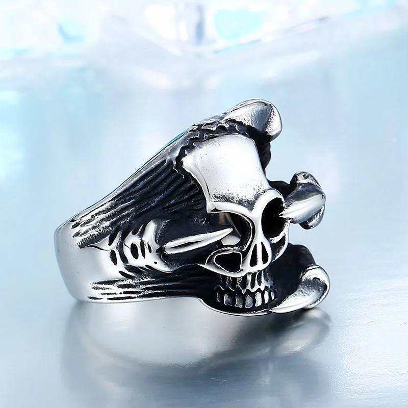 Мужское кольцо с черепом BEIER из нержавеющей стали в стиле панк уникальное