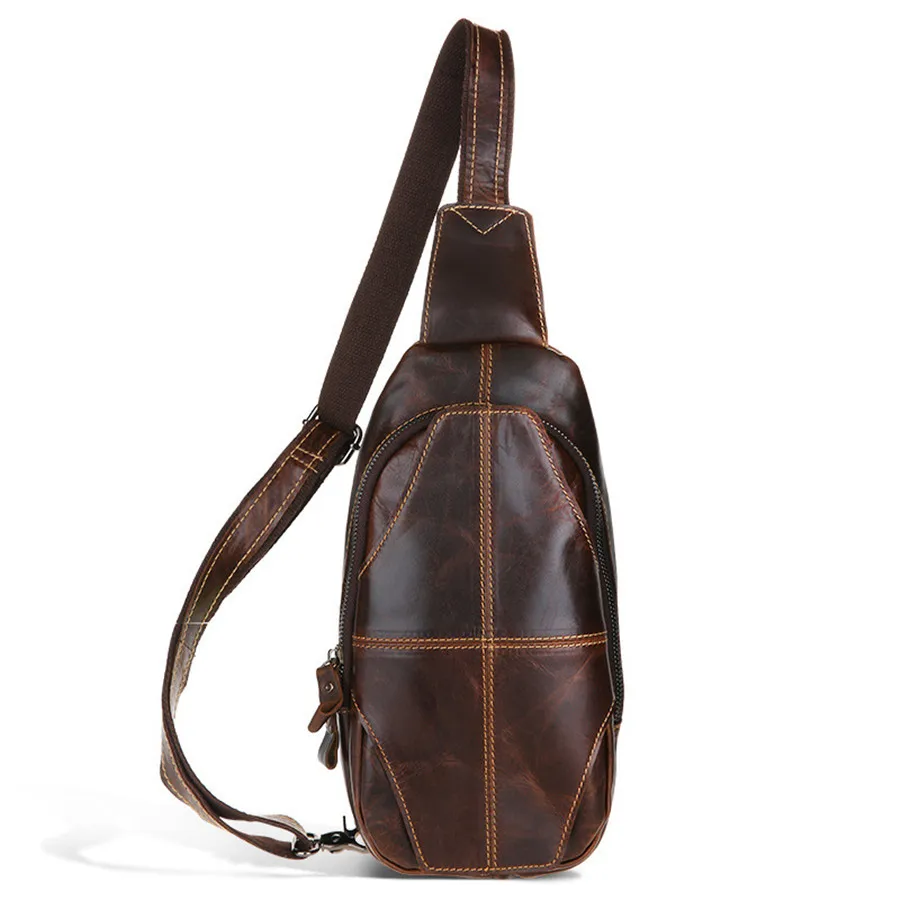 YOGOBOR 2017 Hot Genuine Leather Men Shoulder Bag Fashion Trending Oil Wax Mens Crossbody Coffee Chest Pack Bags |