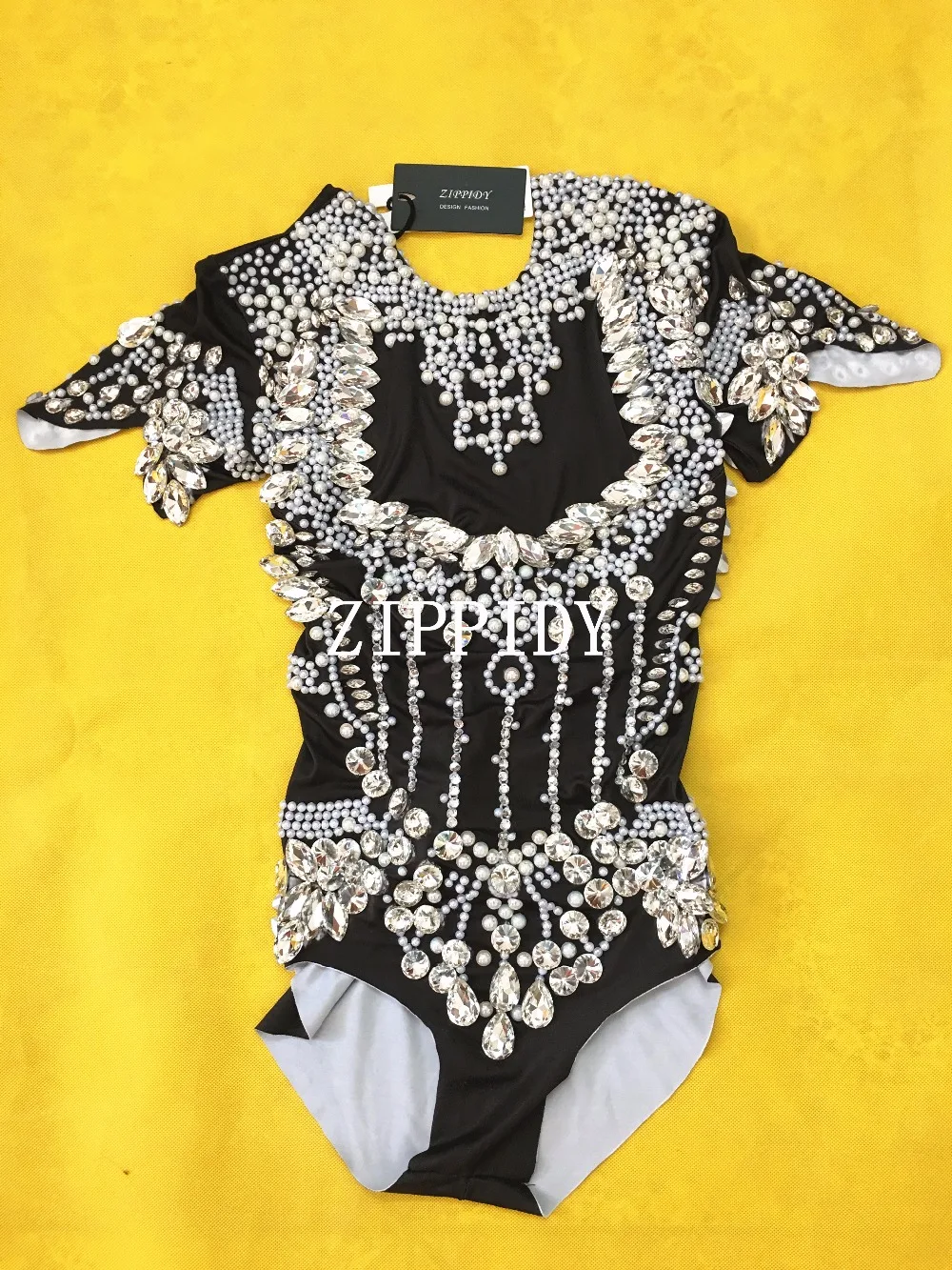Hollow Bling Crystals Bodysuit Diamonds Sparkly Headpiece Outfit Sexy Stage Performance Women Costume Singer Birthday Wear