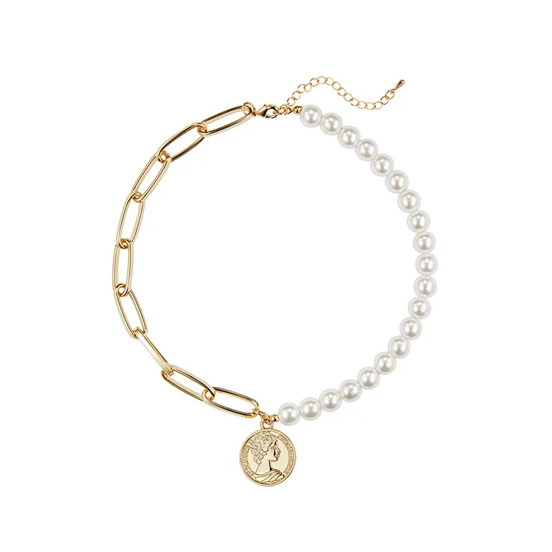 Женское колье-чокер с имитацией жемчуга ожерелье подвеской в виде креста