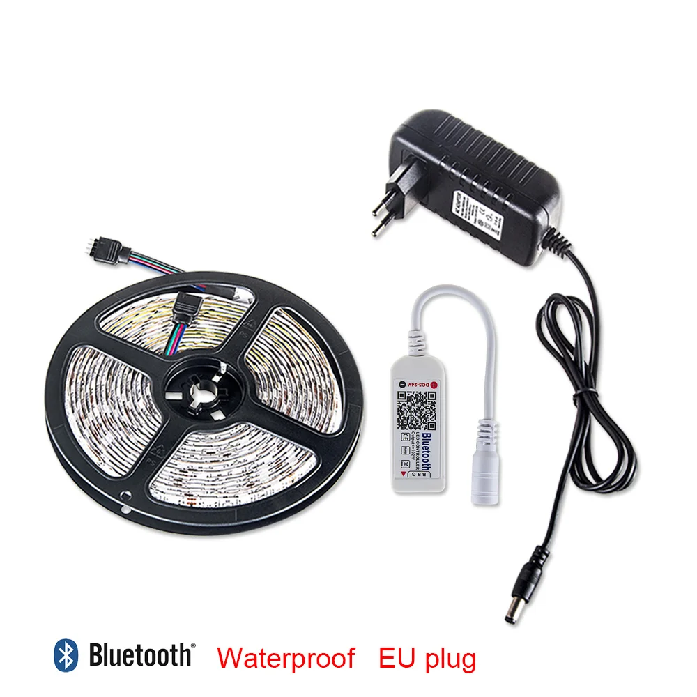 Set 1 Waterproof Foxanon DC12V RGB Светодиодная лента 5050 60 Светодиодный/м гибкий светодиодный светильник rgb светодиодный неоновый светильник s с bluetooth-контроллером 3A адаптер питания - Испускаемый цвет: Set 1 Waterproof