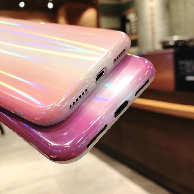 Глянцевый мягкий силиконовый чехол Kerzzil для iPhone X XR XS Max градиентные цветные Чехлы