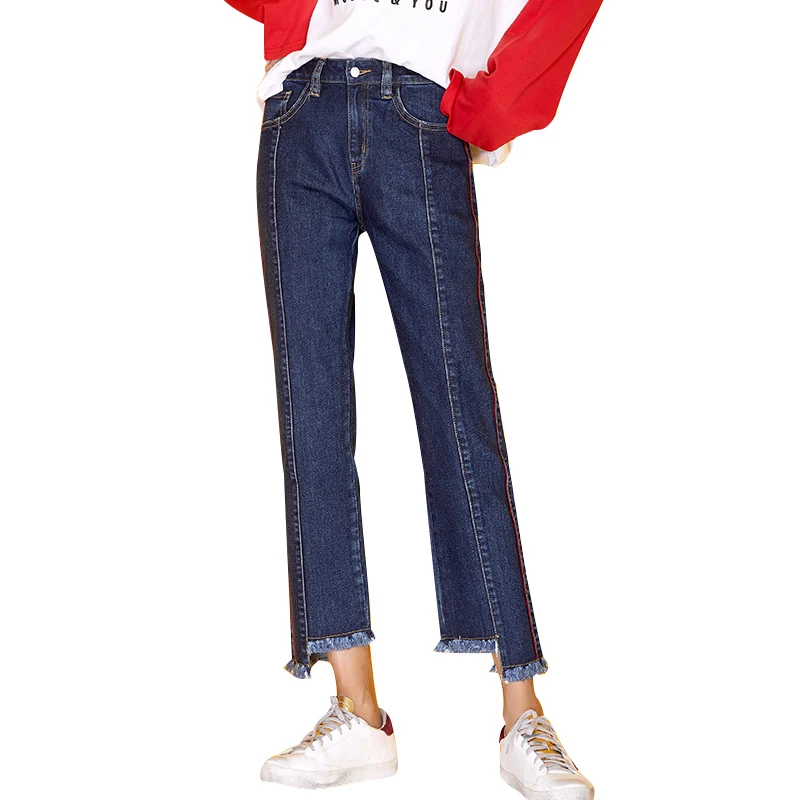 LEIJIJEANS новые осенние высокие уличные Стильные с боковой полосой плиссированные
