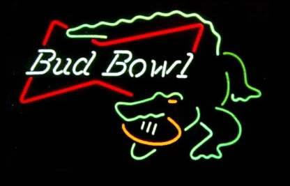 

Custom Bud Bowl Alligator Glass Neon Light Sign Beer Bar