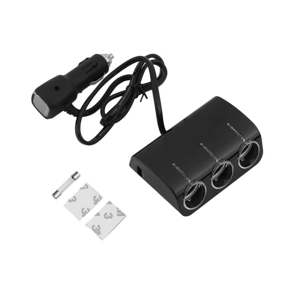120 Вт черный автомобиль 2 USB Зарядное устройство прикуривателя Питание адаптер YC