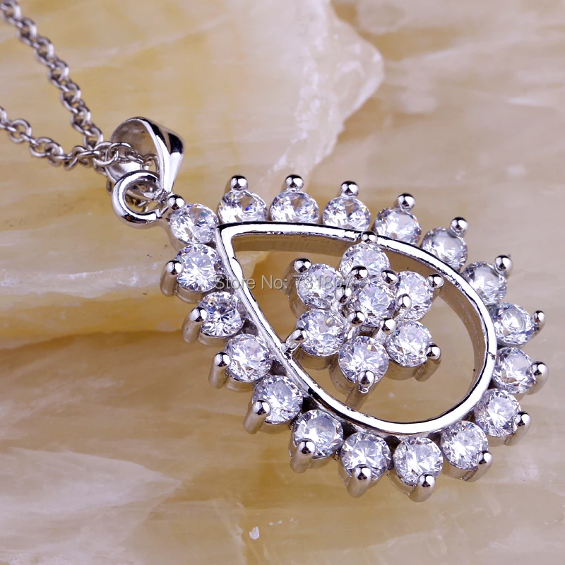 JROSE оптовая продажа изысканный женский цветок Белый CZ серебряный цвет без