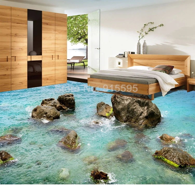 На заказ любой размер Настенные обои камни Coast Современный 3D Гостиная Ванная комната пол дизайн ПВХ водонепроницаемые Нескользящие виниловые обои