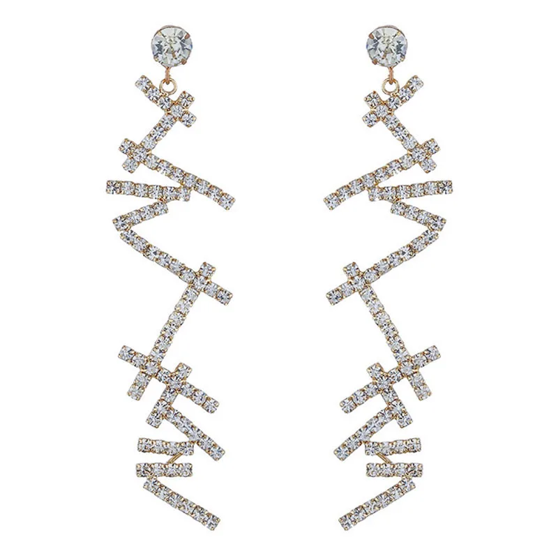 0092 GOLD Boho Sataement серьги свадебные длинные серьги для женщин горный хрусталь кристалл геометрические серьги корейские серьги ювелирные изделия - Окраска металла: 0092 GOLD