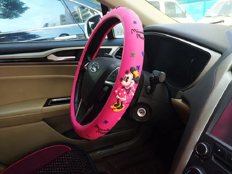 Автомобильный Стайлинг лук чехол рулевого колеса автомобиля милый мультфильм универсальные аксессуары для интерьера набор для женщин/мужчин 4 дизайна автомобильные чехлы Горячая Новинка