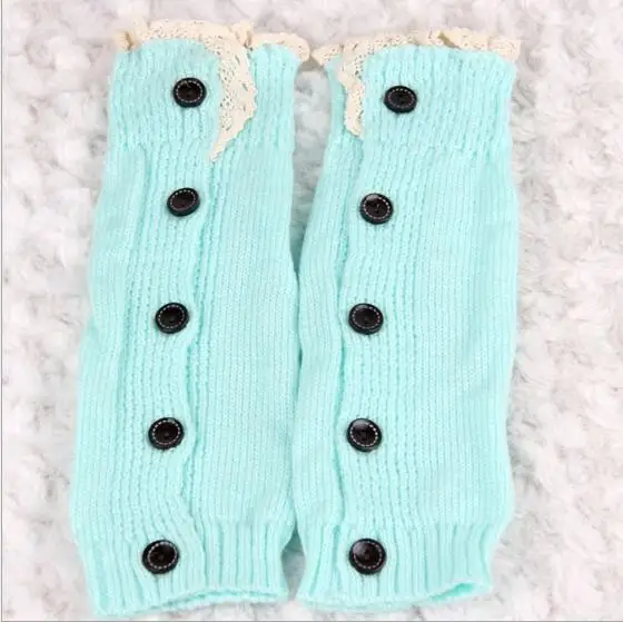 1 пара вязаные гетры с кружевом для маленьких девочек пуговицами можно носить как