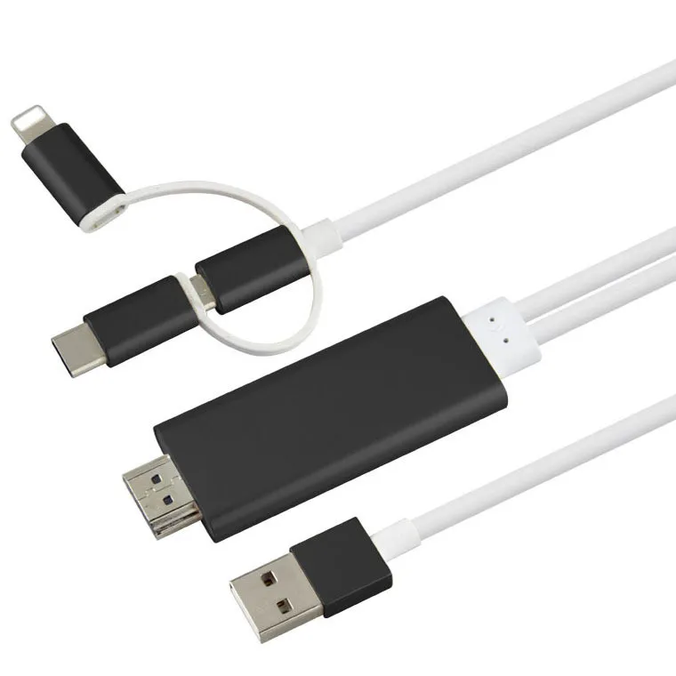 Новый 3 в 1 2 м HDMI кабель HDTV адаптер AV для Micro USB/Type C к 1080P Iphone Android phone | Электроника
