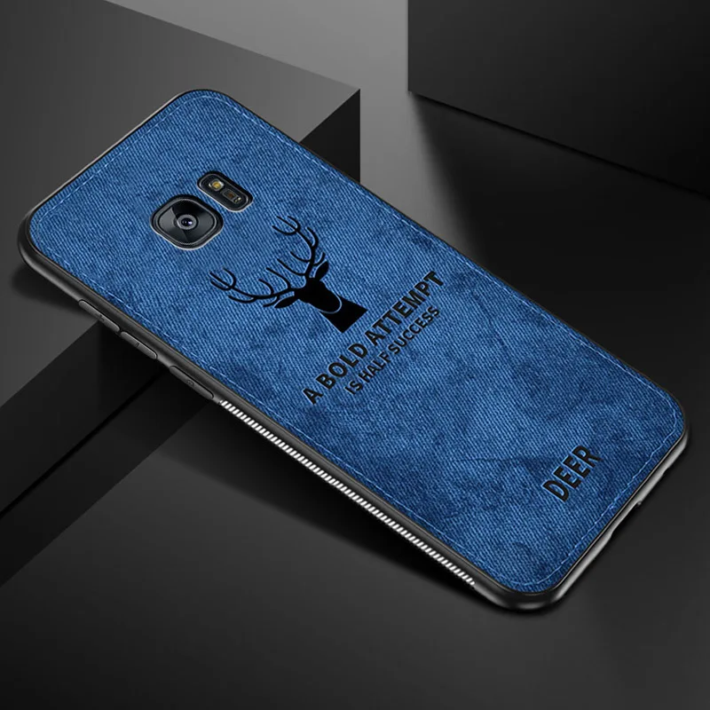 Blue Чехол из ткани с оленем для samsung Galaxy S7, чехол на заднюю панель, защитный мягкий чехол из ТПУ для Galaxy S7Edge Edge S 7 7 S, чехол - Цвет: Blue