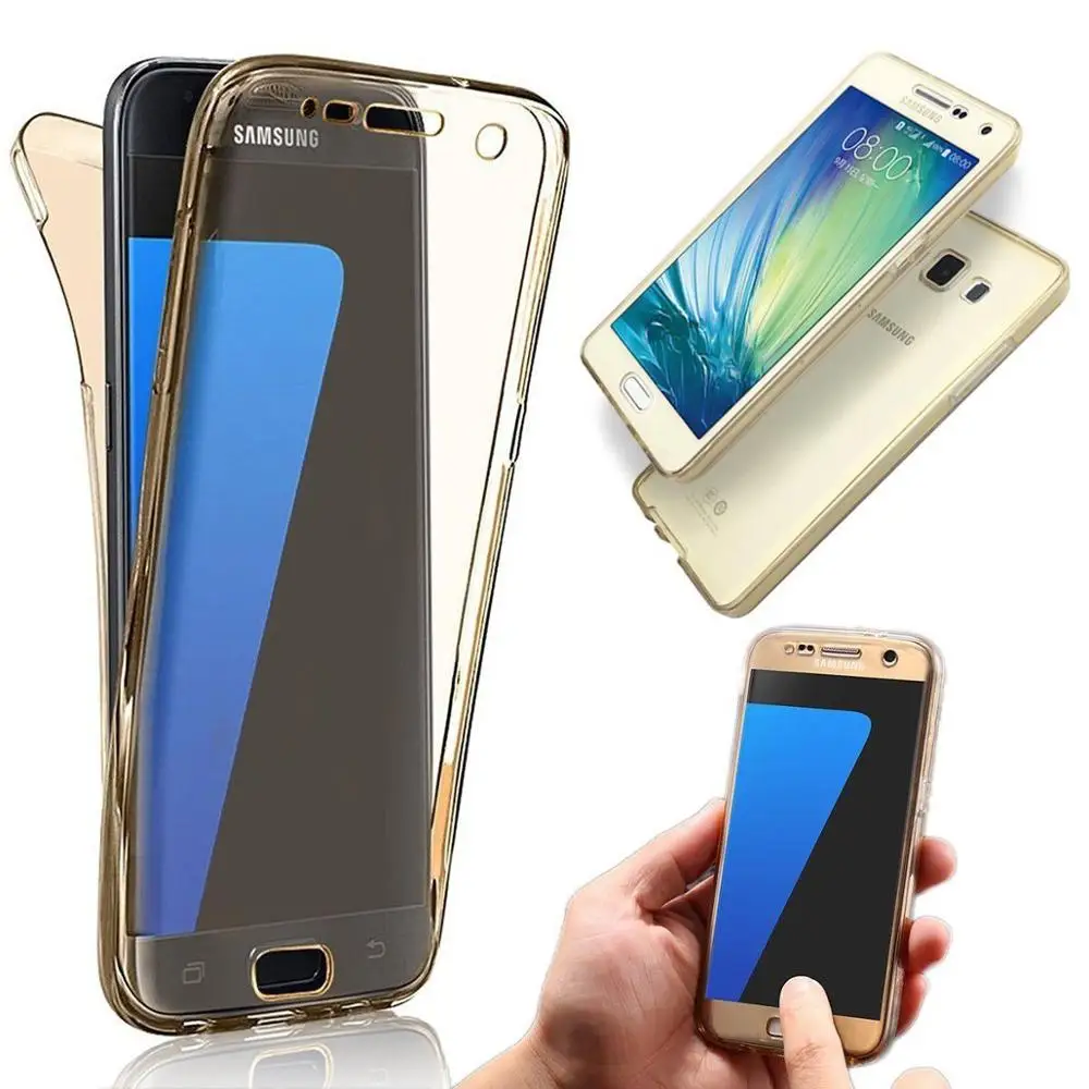 Gold Для samsung Galaxy S6 Edge Plus S7 S8 S9+ S10e Note 8 примечание 9 прозрачный полный противоударный чехол Мягкая Clear кремния TPU чехол - Цвет: Gold