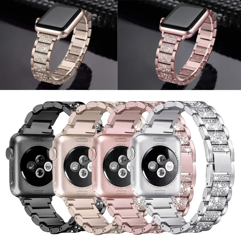 Нержавеющая сталь браслет наручных часов iWatch, ремешок для наручных часов Apple Watch iWatch 38, 42 мм, версия Стразы браслет ремешок для часов