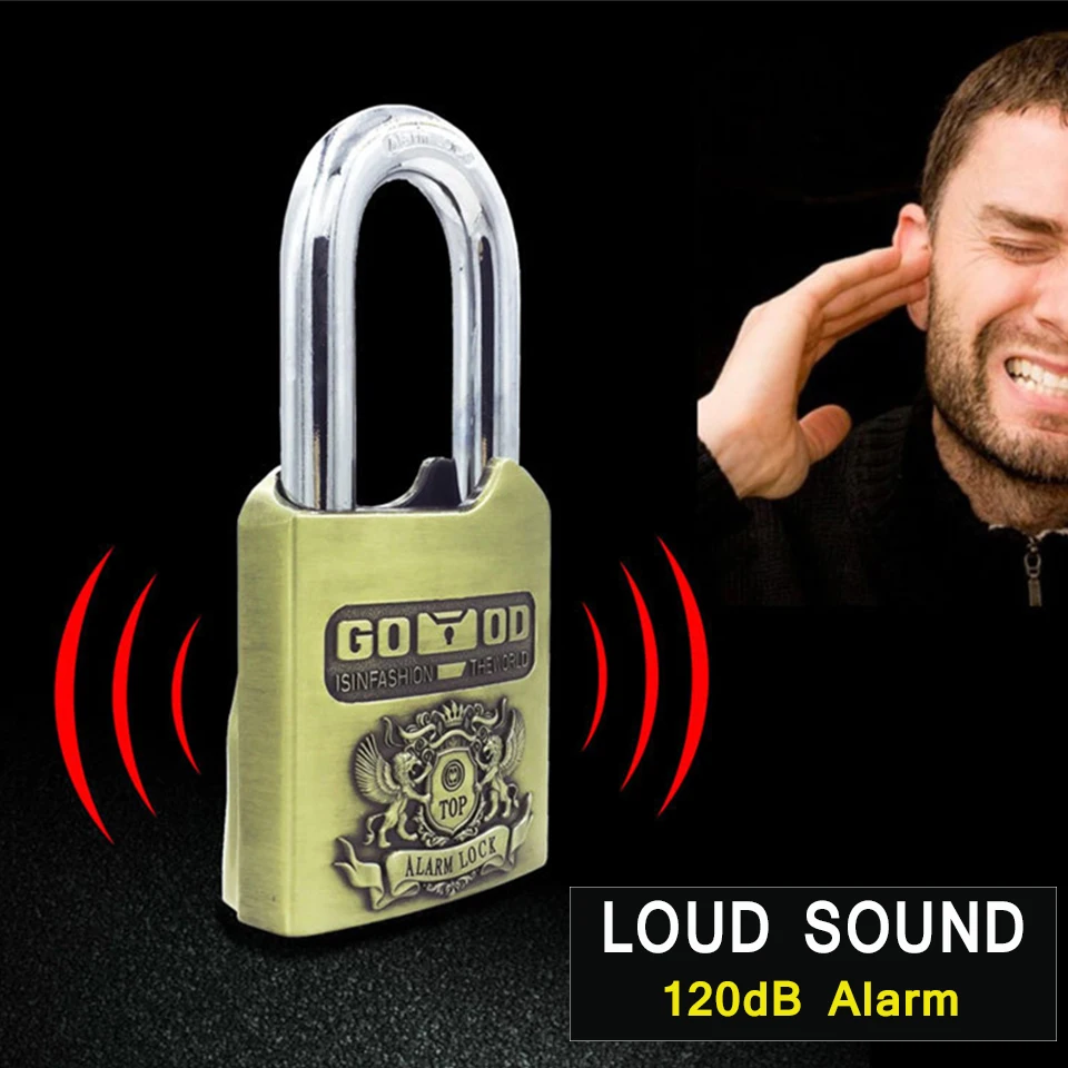 DAYTECH Alarm Padlock Siren for Gates/Lockers/Dormitory/Factory Security Door Lock 120dB Anti-Theft Security Alarm Waterproof