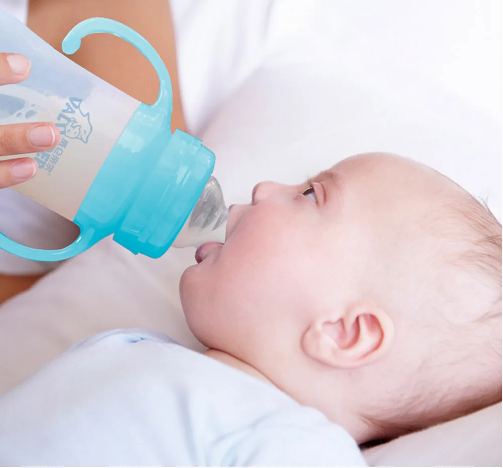 VALUEDER детские бутылочки 180 мл с широким вырезом BPA Free Soft силиконовая насадка на бутылочку для кормления с кормушкой и ручкой для детей младенческой