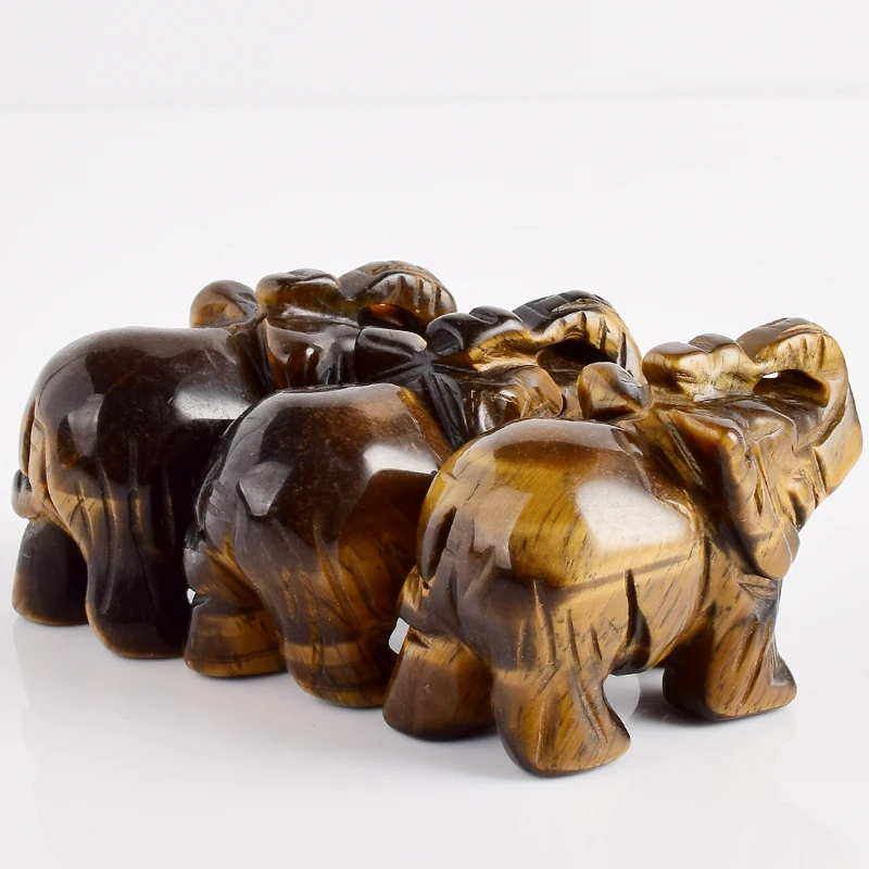 2 Дюймовая искусственная резная природная камень тигровый глаз слон мини статуя