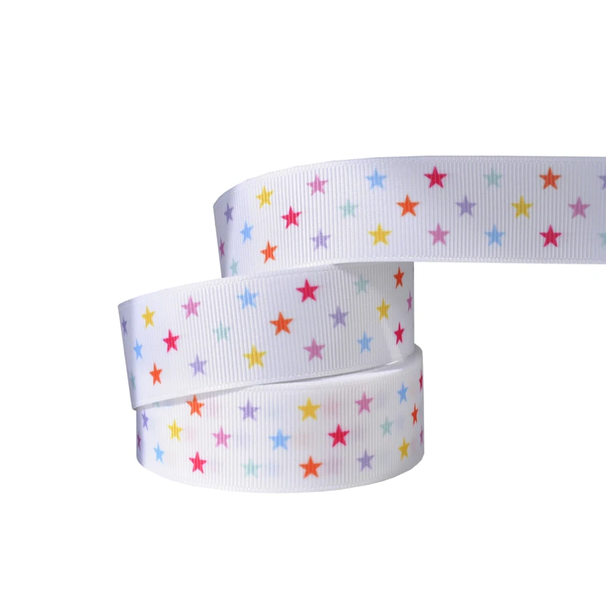 25 мм Fahion звезда в горошек напечатанный grosgrain лента мультфильм отпечаток лапы собаки самодельные банты для волос упаковочная лента для подарков аксессуары