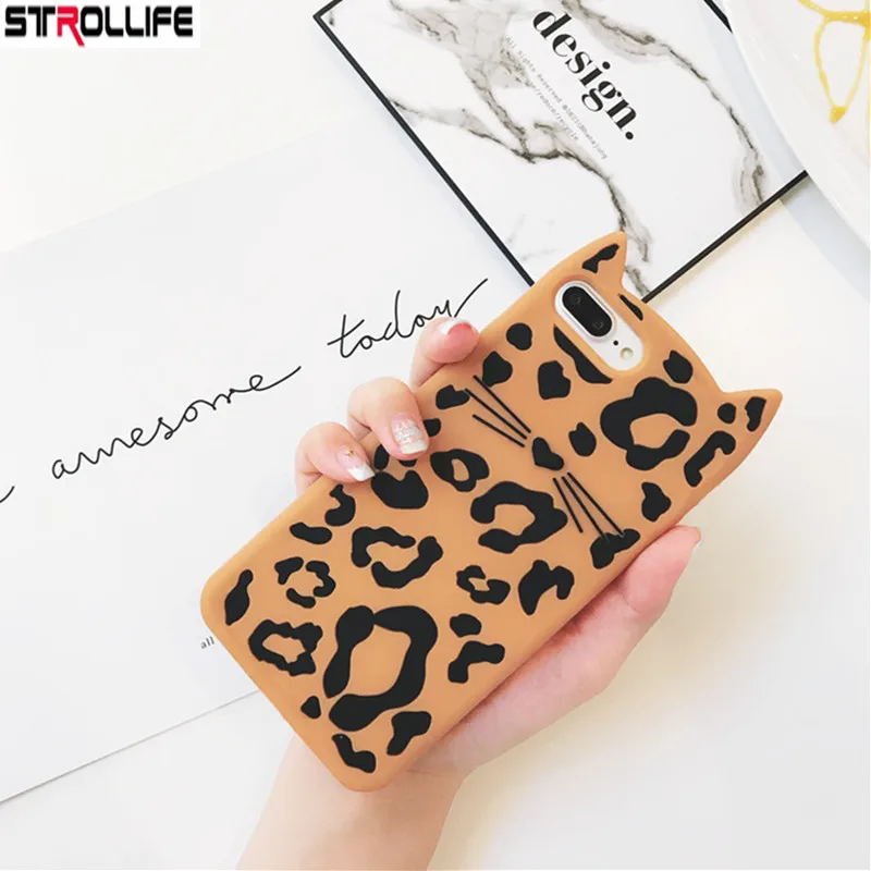 Stelllife мультфильм 3D леопард борода кошка телефонные чехлы для iphone 7 Plus Мягкий