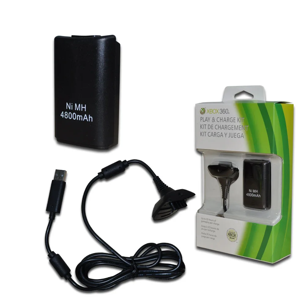 1 Ni-MH аккумулятор 4800 mAh Перезаряжаемый для Xbox 360 беспроводной проводной блок