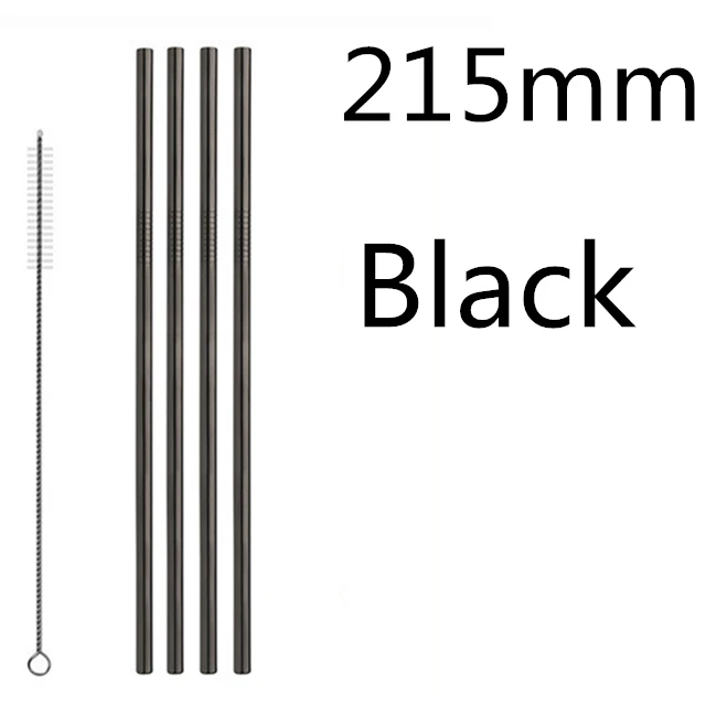 Black 215 4 шт./компл. Многоразовые соломинкой Высокое качество 304 Нержавеющая сталь металлическая соломинка с чистящая щетка для кружек панели инструментов - Цвет: Black 215