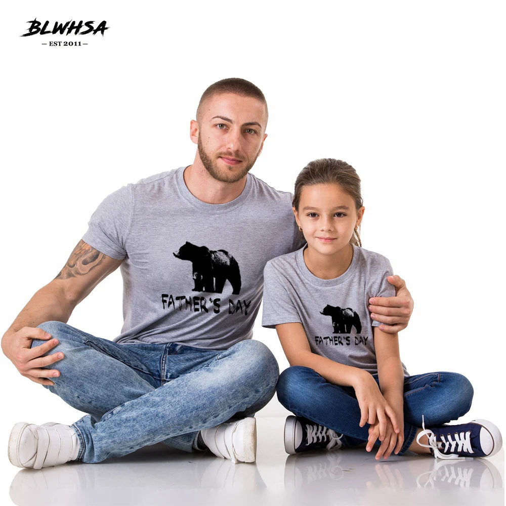 Футболка BLWHSA на День отца летняя футболка с изображением медведя 100% хлопок