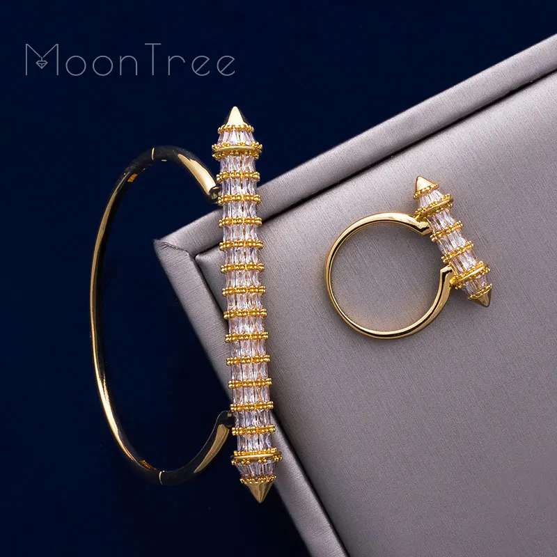 Новое поступление роскошный набор колец MoonTree в форме ногтей с кубическим