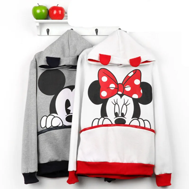Костюм Минни Мышь с капюшоном Sweatershirt Косплэй корейский Для женщин Свободные