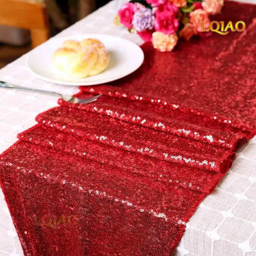Red 12x72/12x108 блестящие розовое золото/серебро/темно-синий/розовые/Красные ковровые дорожки на стол для свадебной вечеринки Рождественское украшение chemin de table mariage - Цвет: Red