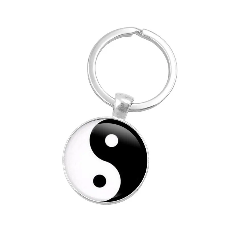 

Cheap Fashion Jewelry with Glass Cabochon YinYang Taichi Pattern Cute Car Keychain Ring for Unisex Gift