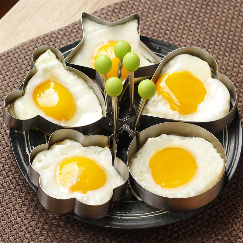 5 штук яичная пресс форм Нержавеющая сталь круглой формы в форме цветка сердца